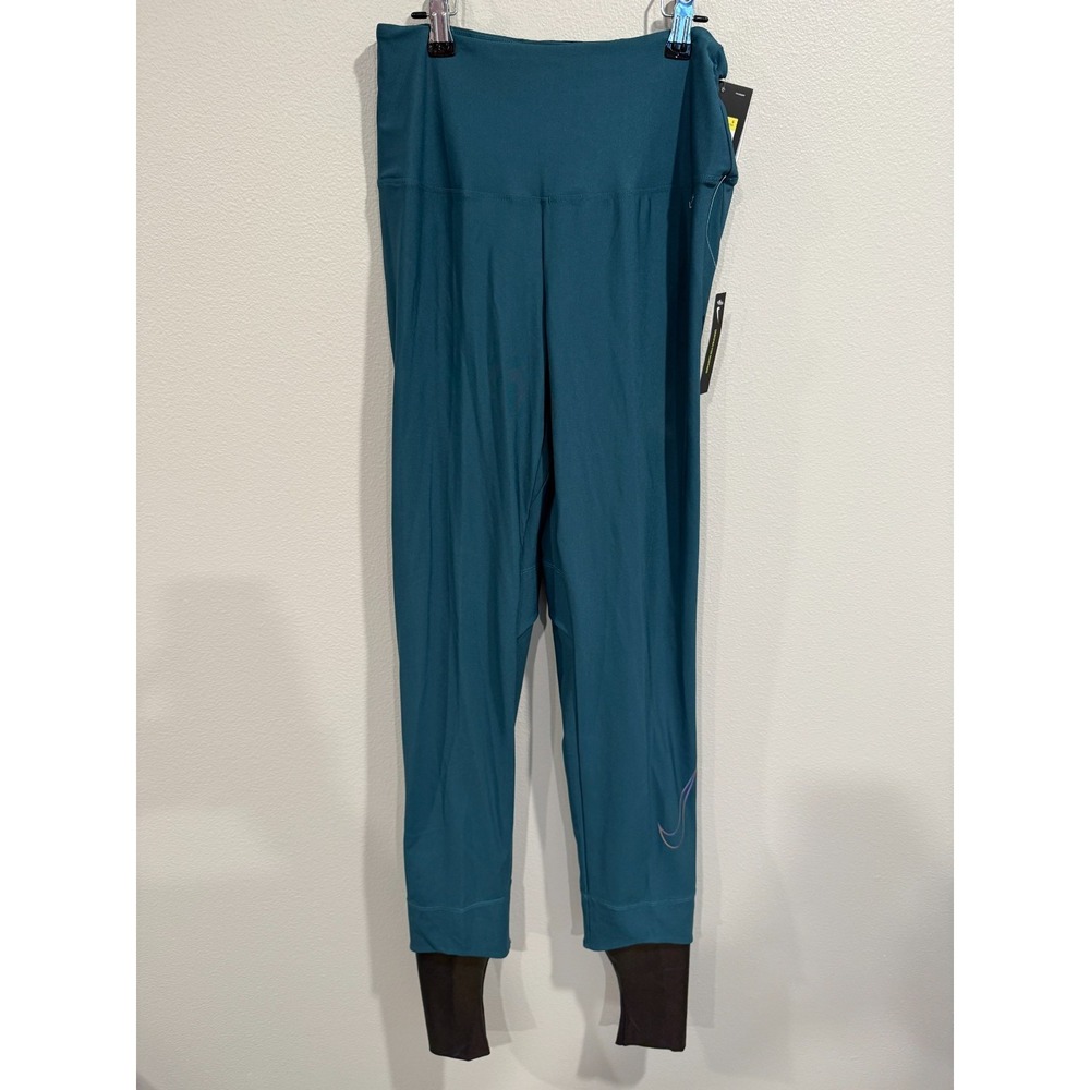 Nike Victory Luxe Swim Leggings Women's S Dark‎ Teal Stretch Swoosh Logo UPF 40+